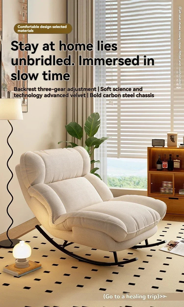 Adjustable Lazy Sofa Bed with Reclining Function for Living Room Comfortable Lazy Sofa Bed Rocking Chair for Sleeping Couch