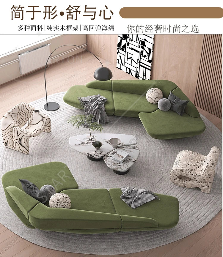 Relaxing Leisure Salon Muebles Furniture Gaming Curved Sofa Reception Modern Designer High Quality Room Decor Living Room Sofas