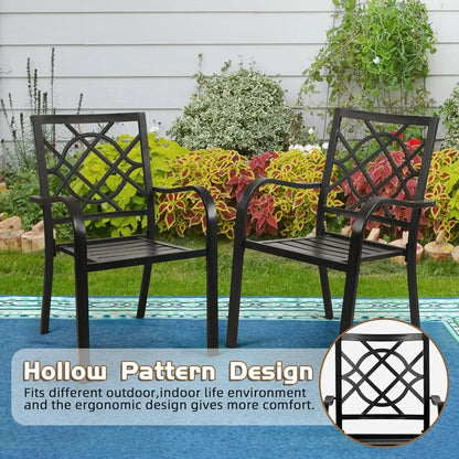 300lbs Patio Chairs Set of 4 Outdoor Dining , Metal Frame Stackable Patio Dining , Wrought Iron Black Outdoor Chair