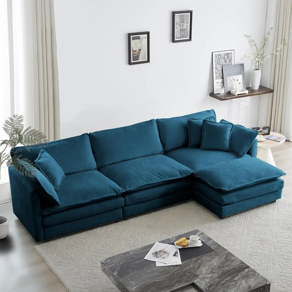 #For Modular Sectional Sofa, Convertible Modern L Shaped Sofa Chenille Cloud Couches Set with Ottoman for Living Room&