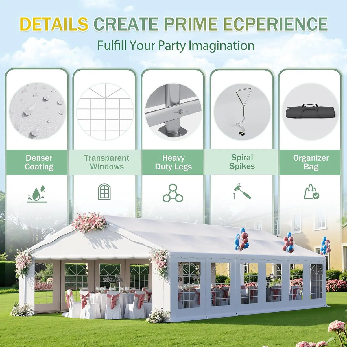 20x40 FT Party Tent Canopy, Heavy Duty Large Waterproof Event Tent, Custom