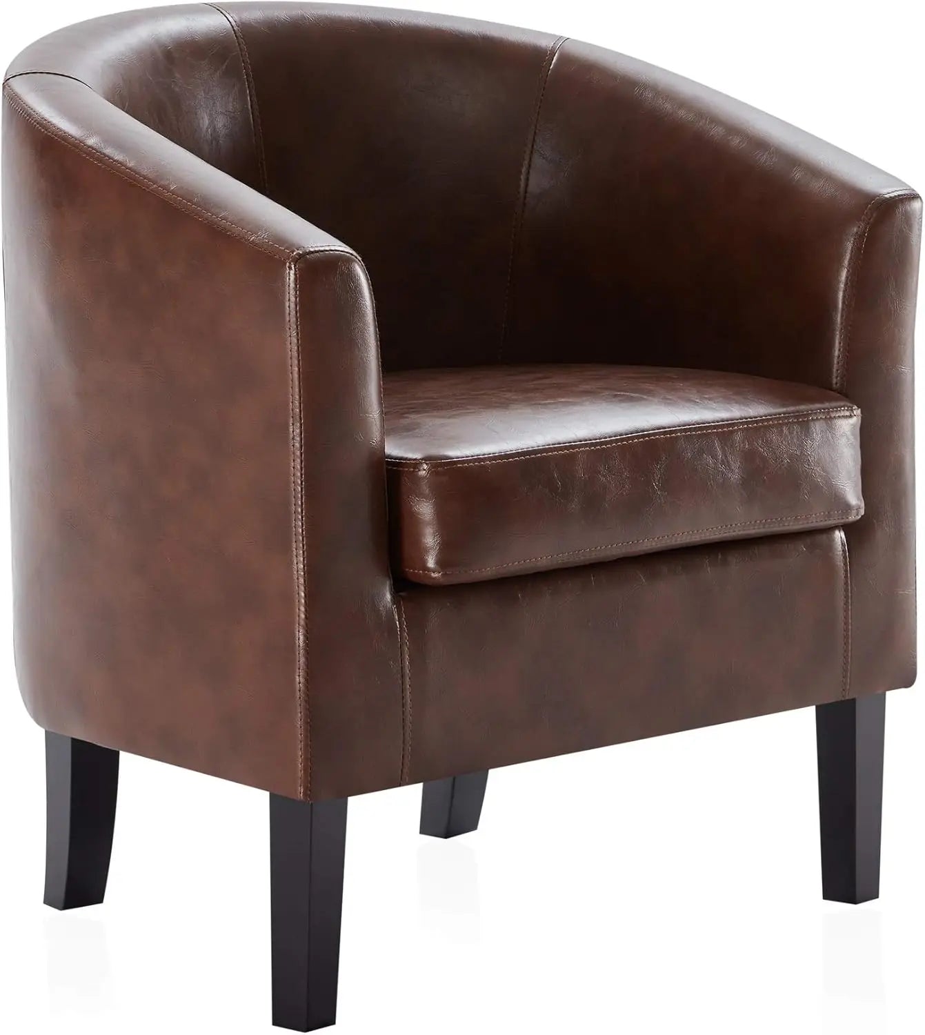 Accent Barrel Chair, Flared Leg Sofa with Soft Padding for Living Room, Bedroom - Caramel