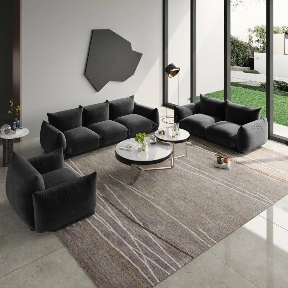 modular sectional couch, 77.16in convertible couch, lovesofa chenille yarn 2 seat modern living room sofa set