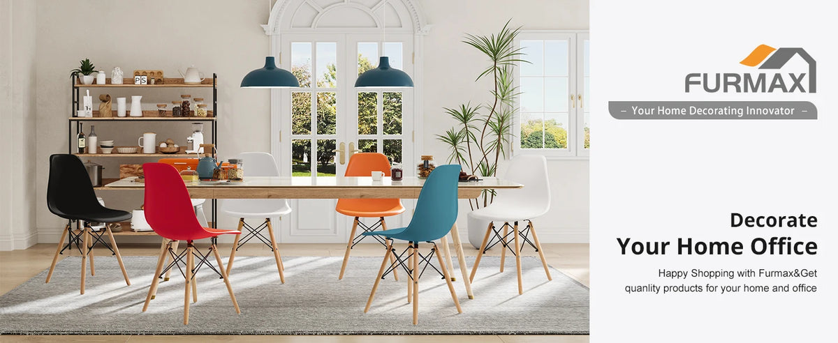 Furmax Modern Style Dining Chair Mid Century Modern DSW Chair, Shell Lounge Plastic Chair for Kitchen Chairs Set of 4(White)