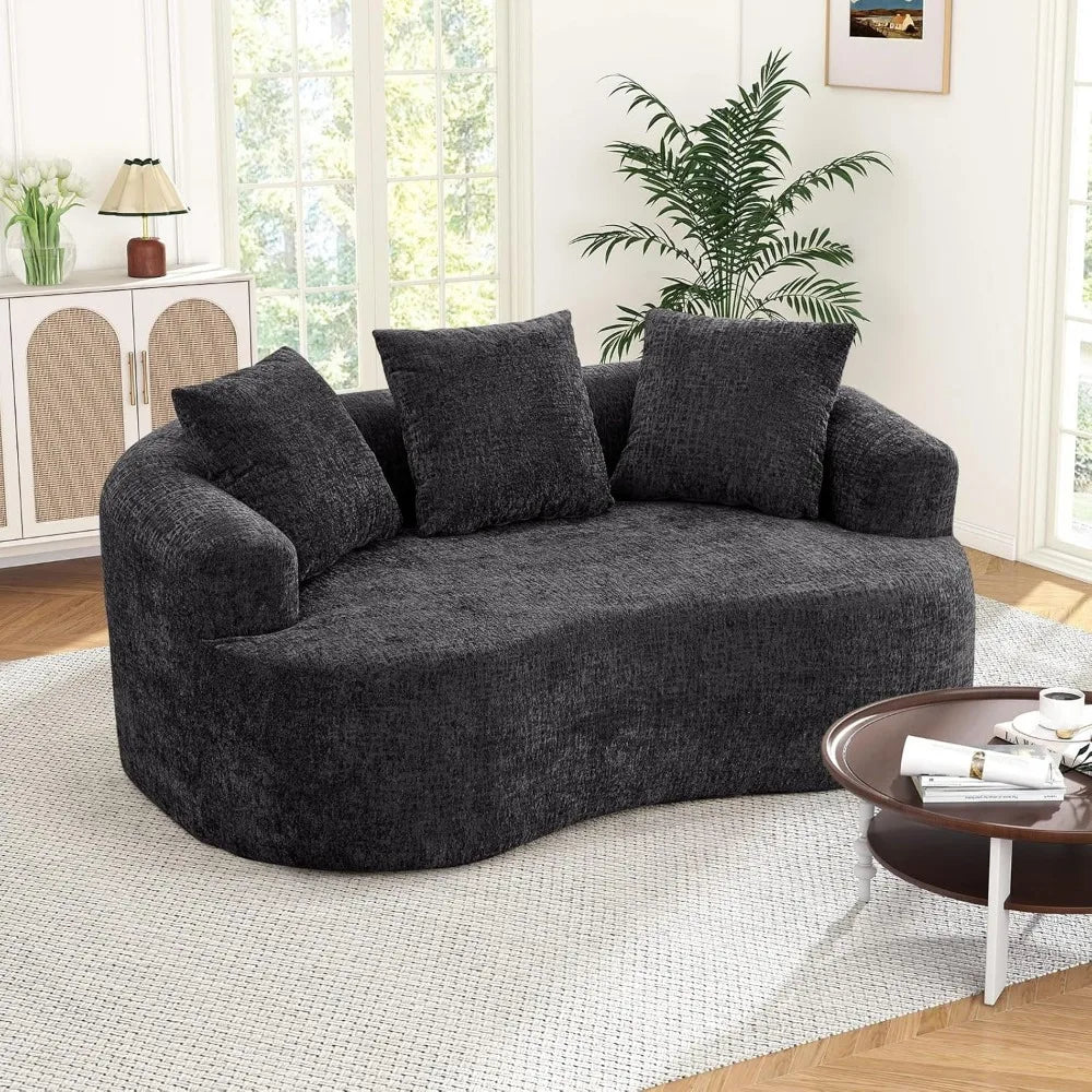Modern Cloud-Inspired Chenille Loveseat with Pocket Springs and Memory Foam for Small Spaces: Plush and Comfortable Curved Secti