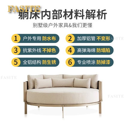 Villa Swimming Pool Outdoor Sofa Courtyard Garden Balcony Large Round Bed Beach Outdoor Lounger Champagne Gold