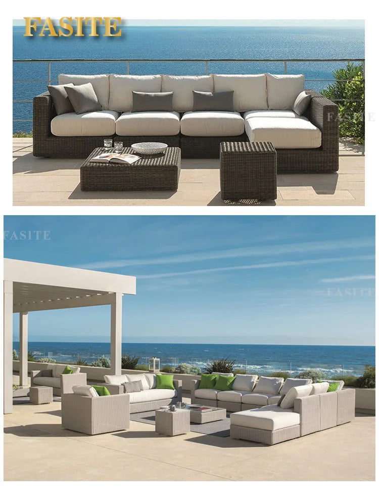 Courtyard sofa, villa, garden terrace, sun protection, waterproof, outdoor leisure rattan weaving corner