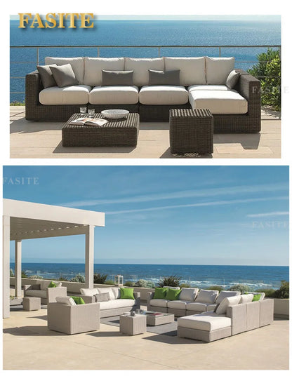 Courtyard sofa, villa, garden terrace, sun protection, waterproof, outdoor leisure rattan weaving corner
