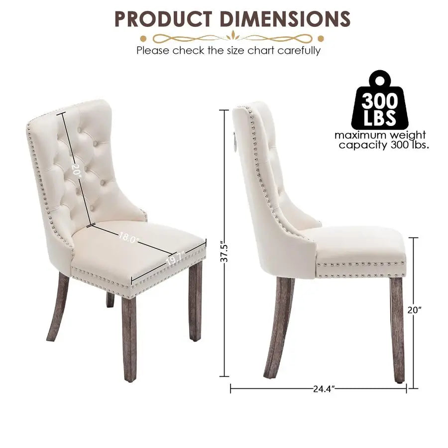 Velvet Dining Chairs Set of 4, Upholstered Dining Room Chairs with Ring Pull Trim and Button Back, Luxury Tufted Dining Chair fo