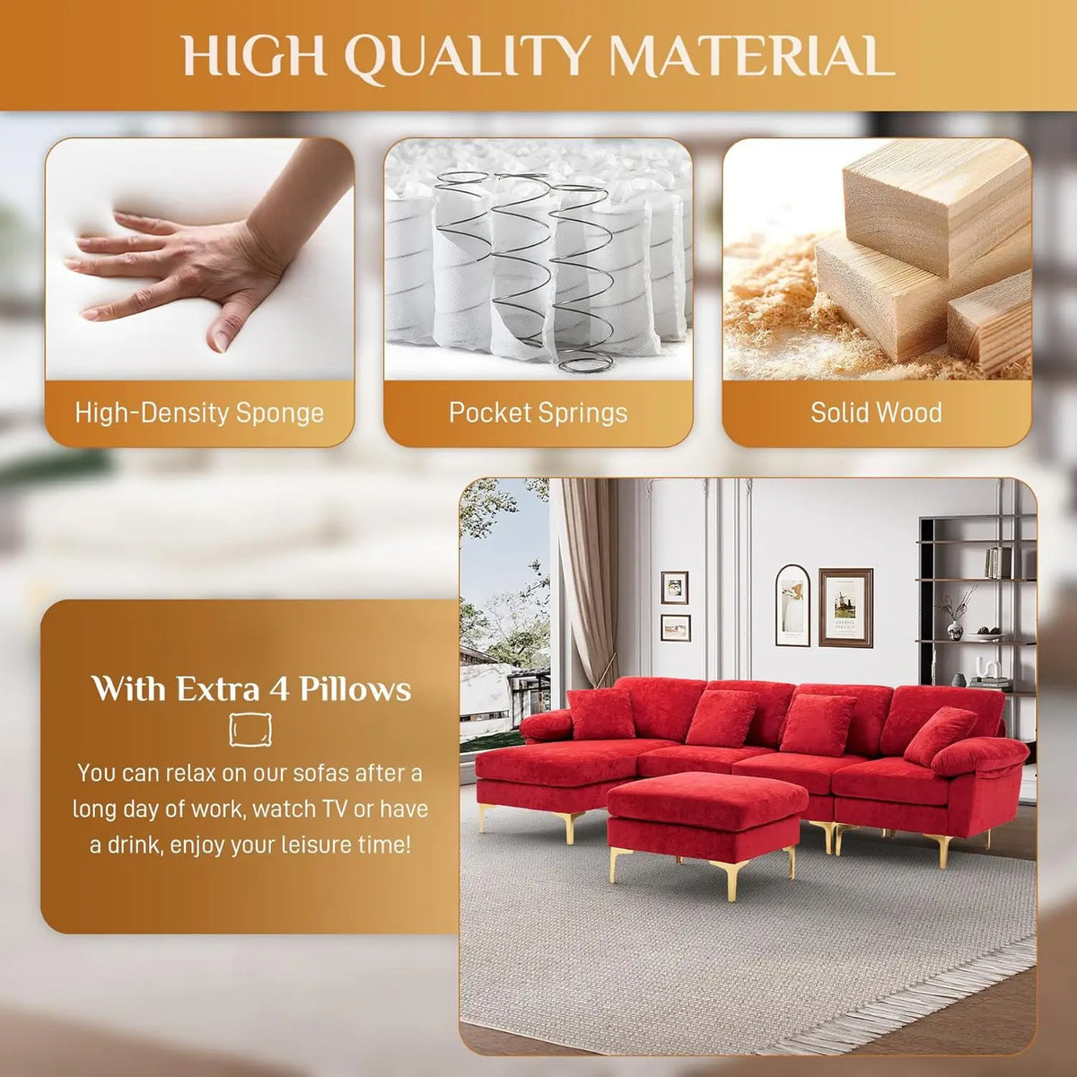 U-Shaped Sectional Sofa 114