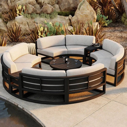 Outdoor rattan sofa courtyard open-air combination seat pe imitation rattan outdoor garden leisure balcony full circle curved ch