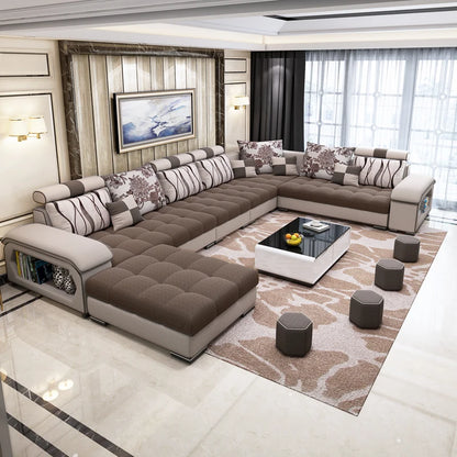 Fabric sofa, simple and modern size, living room, Nordic latex technology fabric sofa