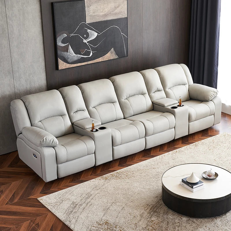 Leather sofa home theater electric sofa combination private audio and video room sofa recliner