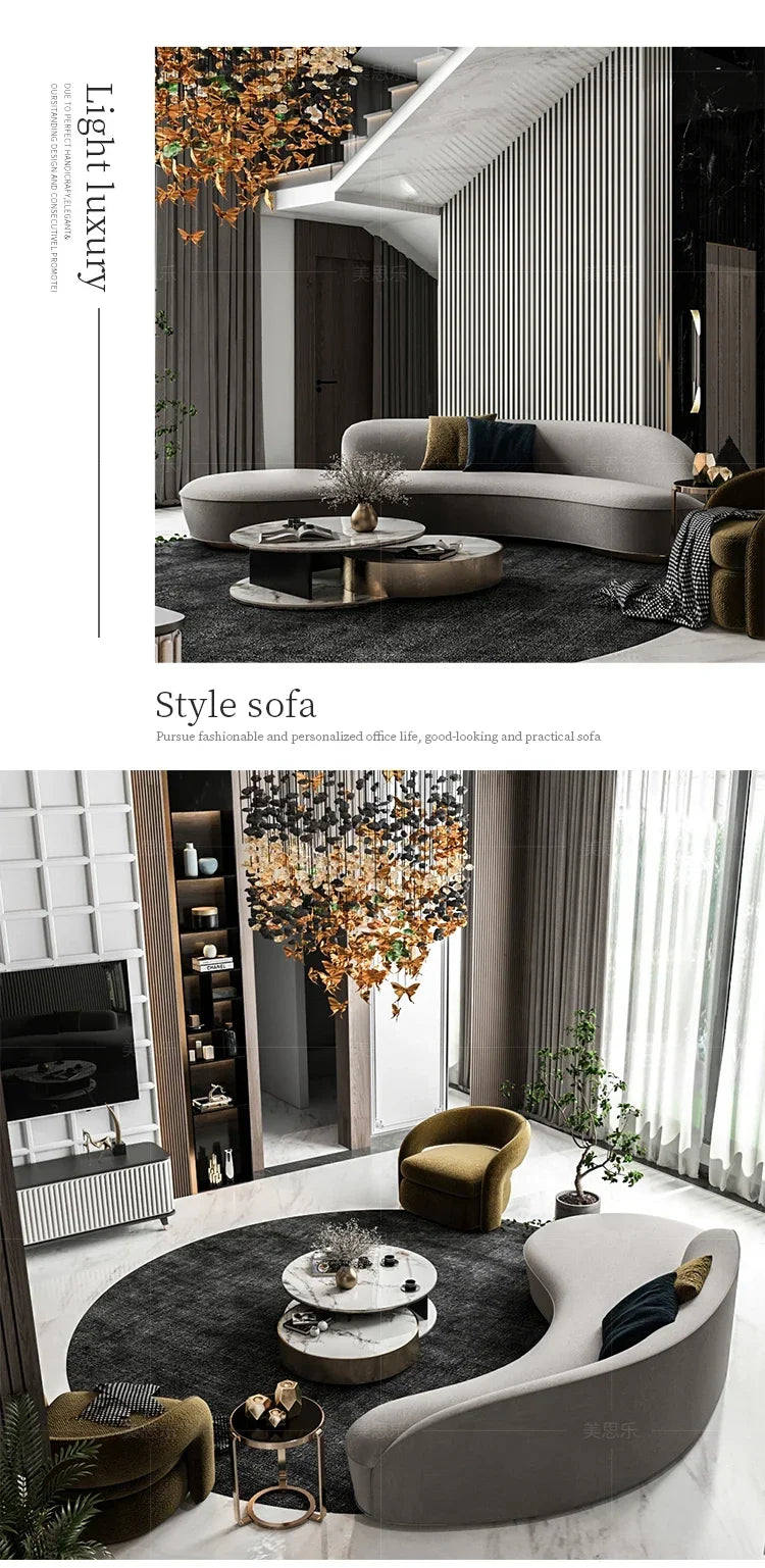yA38 Modern simple light luxury curved fabric sofa, reception negotiation hall beauty salon semicircular combination