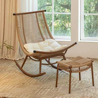 Hxl balcony rocking recliner casual outdoor rattan chair adult nap