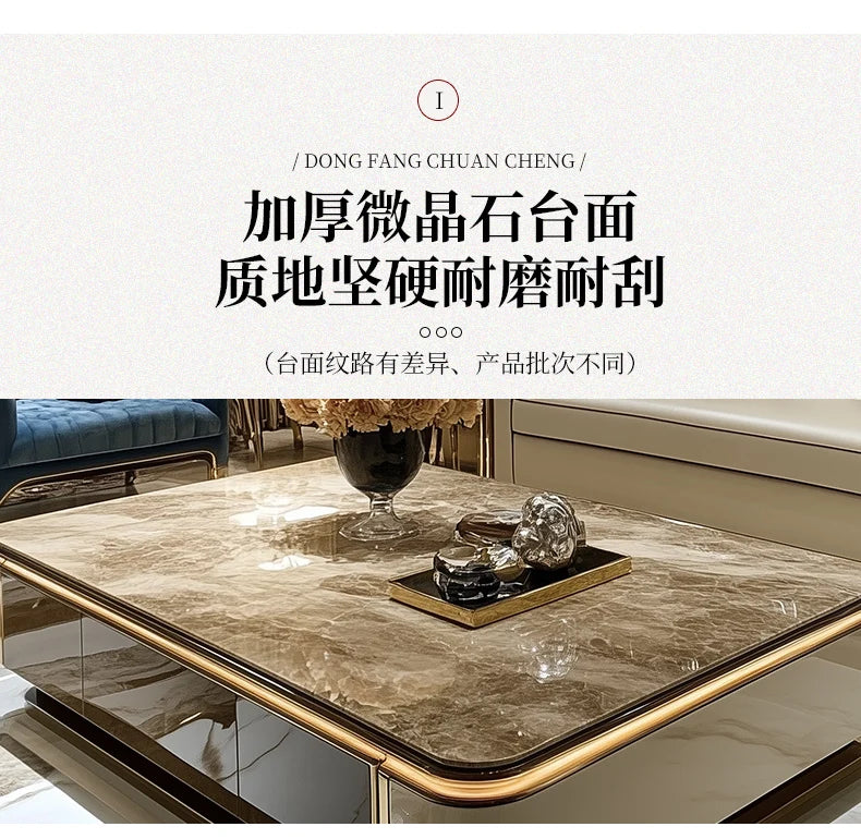 Microcrystalline stone large apartment flat living room coffee table marble