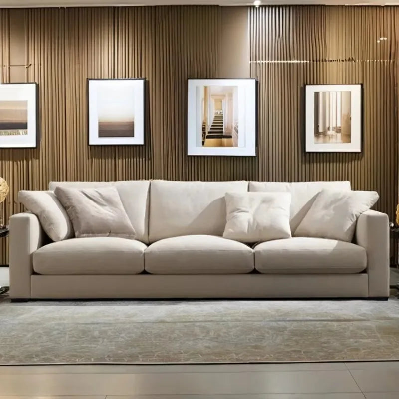 Modern Minimalist White Modular Sectional Sofa Set Fabric Living Room Furniture European Simple Design Cooling Foam Special