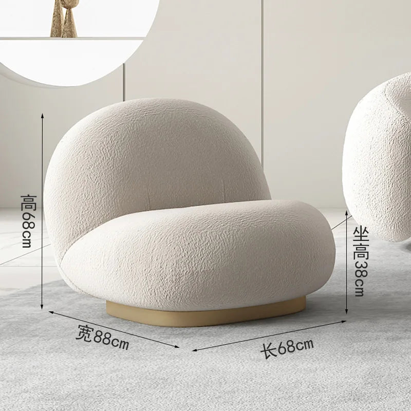 Arc-shaped sofa, small unit, internet celebrity, light luxury homestay villa, designer, lamb plush leather art sofa