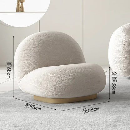 Arc-shaped sofa, small unit, internet celebrity, light luxury homestay villa, designer, lamb plush leather art sofa