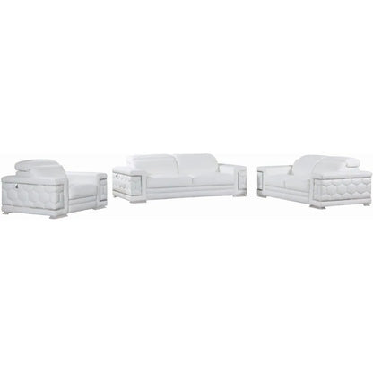 Furniture Usry Top Grain Italian Leather Set with Multi-Position Adjustable Headrests, Elegant Contemporary Design