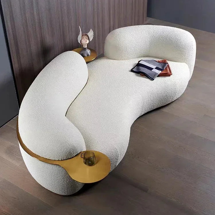 #Nordic modern hotel apartment living room clothing store beauty salon Lamb velvet creative cloth art minimalist sofa 3seats