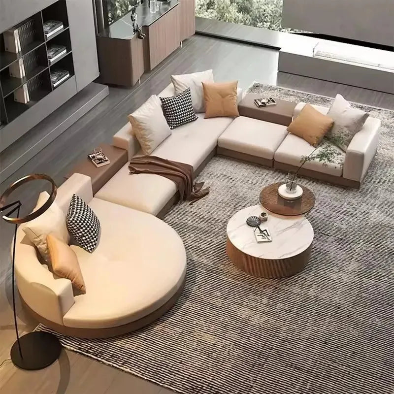 Italian Designer's Light Luxury and Minimalist Corner Living Room Fabric Sofa Combination Creative Furniture Hotel Coffee Shop