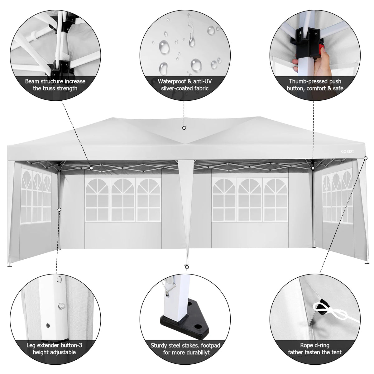 10x20FT Pop Up Canopy Tent with Removable Sidewalls Waterproof Commercial Instant Shelter Outdoor Gazebo Party Tent Protable Canopy Tents for Parties with Carry Bag