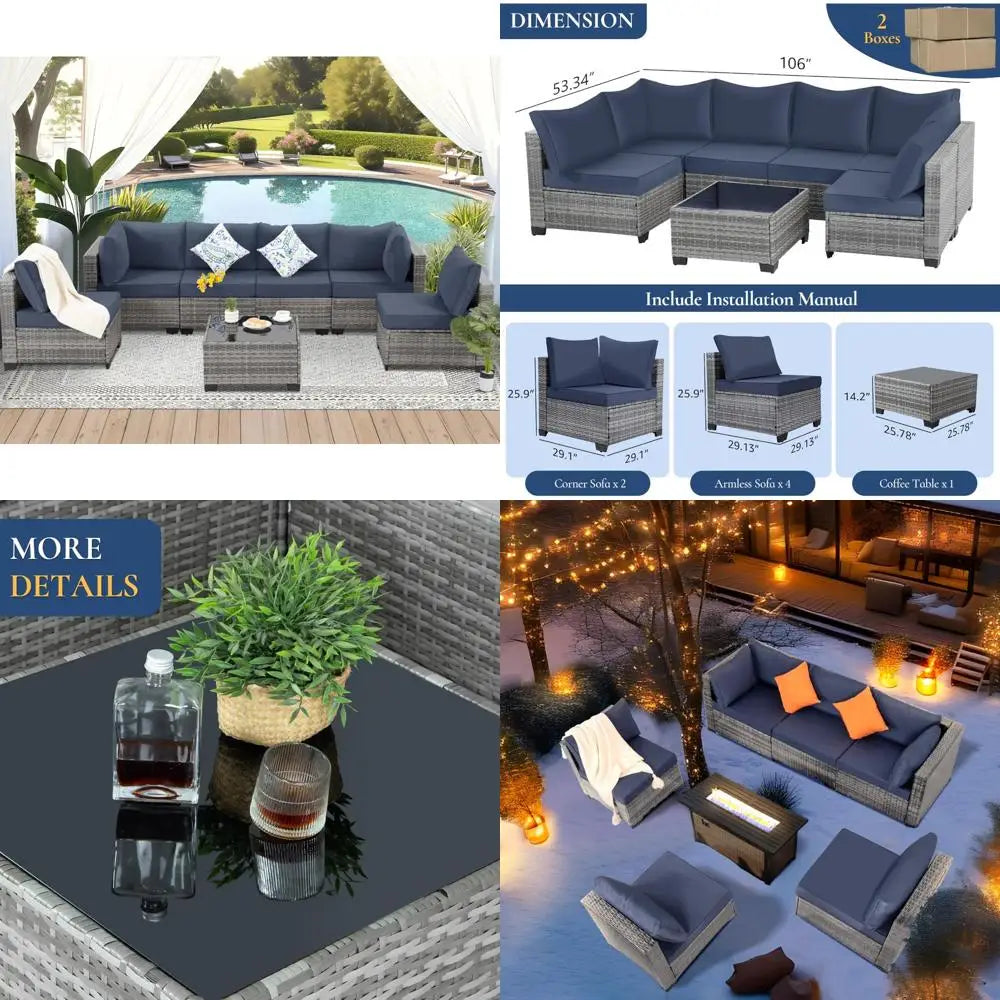 all-weather modular outdoor sectional wicker sofa set with thick cushions for patio conversation area