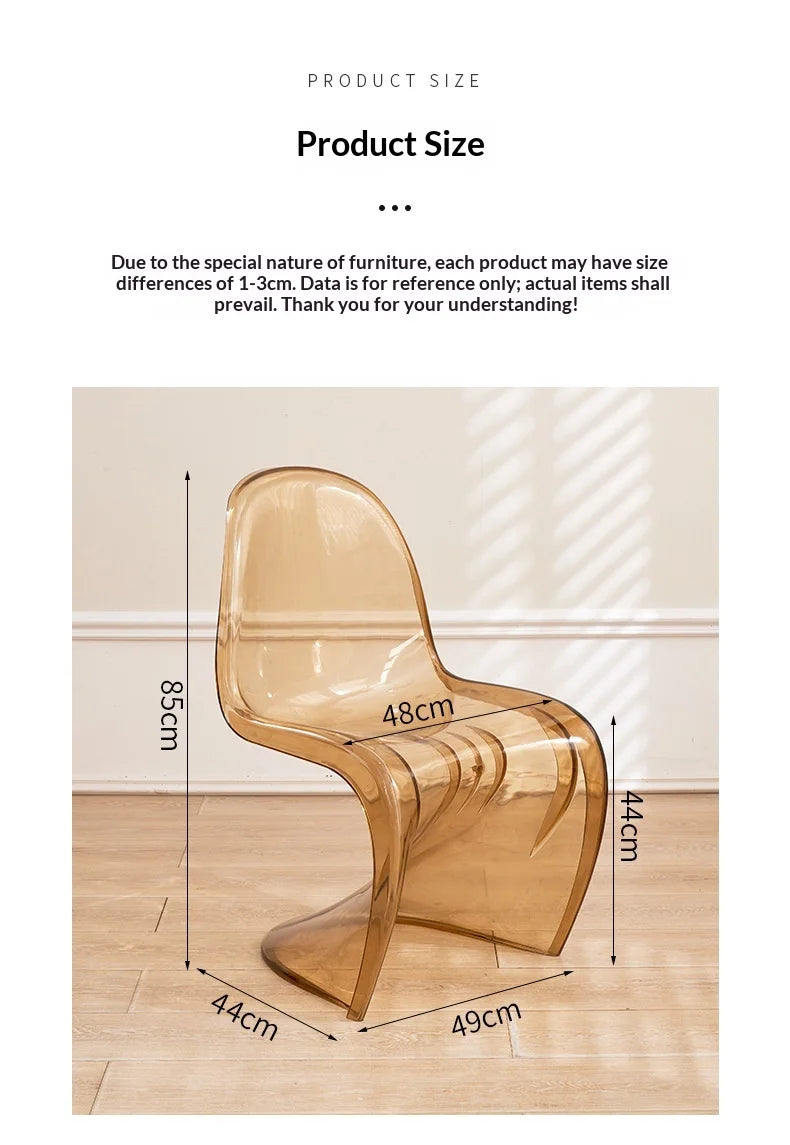 Acrylic Ghost Chair Modern Minimalist Transparent Dining Chair Designer Vanity Stool Kitchen Seating Clear Plastic Chair