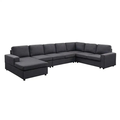 Modular Sectional Sofa with Reversible Chaise in Dark Gray Linen - Ideal for Living Room Comfort and Versatility, Stylish