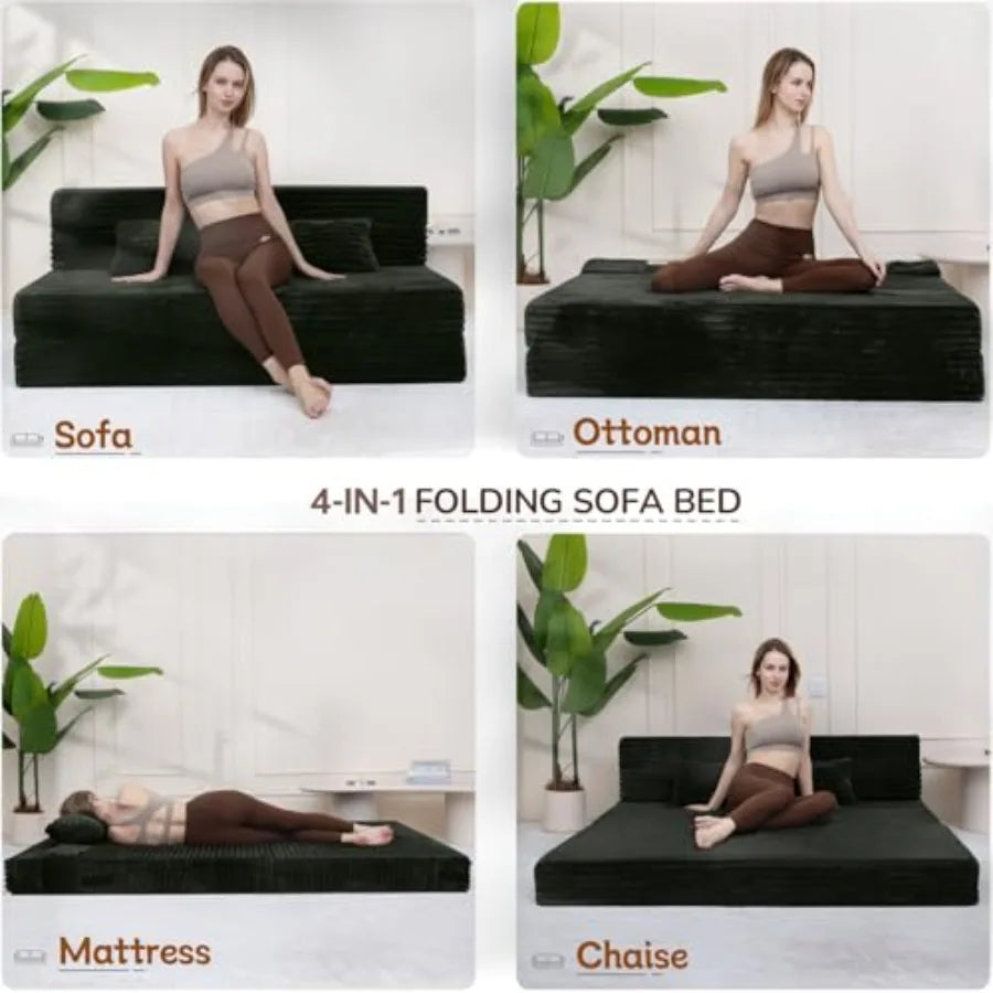 Folding Sofa Bed Queen Size Convertible Sleeper Chair Loveseat with Pillow Futon Chair Sofa Bed Fold Out Floor Couch Foldable M
