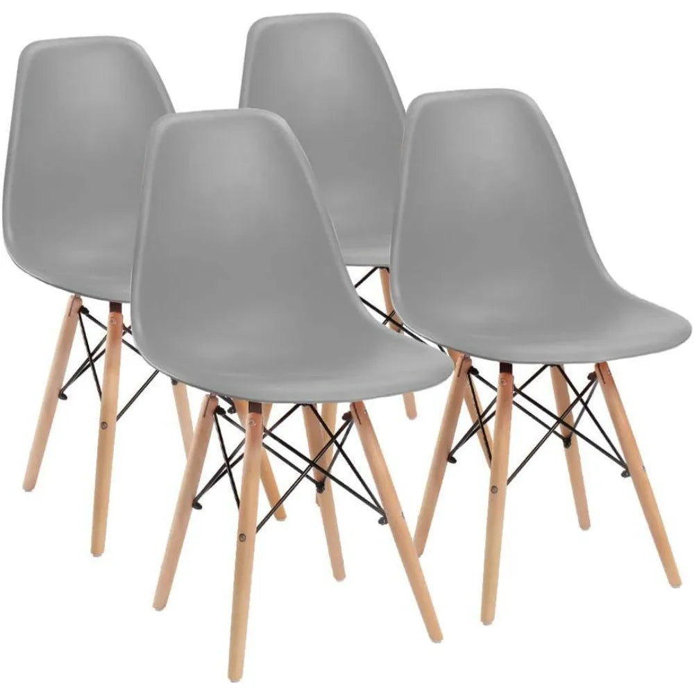 Furmax Modern Style Dining Chair Mid Century Modern DSW Chair, Shell Lounge Plastic Chair for Kitchen Chairs Set of 4(White)