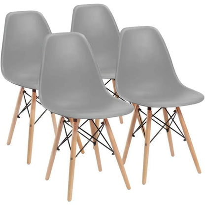 Furmax Modern Style Dining Chair Mid Century Modern DSW Chair, Shell Lounge Plastic Chair for Kitchen Chairs Set of 4(White)