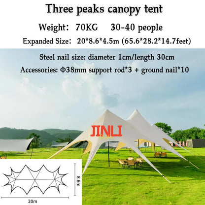 Star Canopy Tent 900D Oxford Cloth  Single Double Pole Octopus Shape Stretch Outdoor Peak Starshade for Camping And Picnics