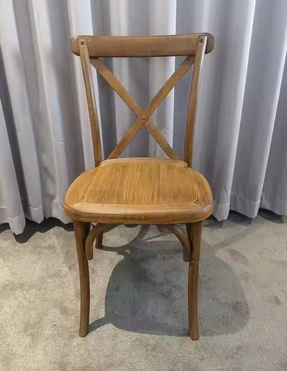 Stackable Natural Wood Grain Cross Back Chair for Outdoor Events Party Wedding