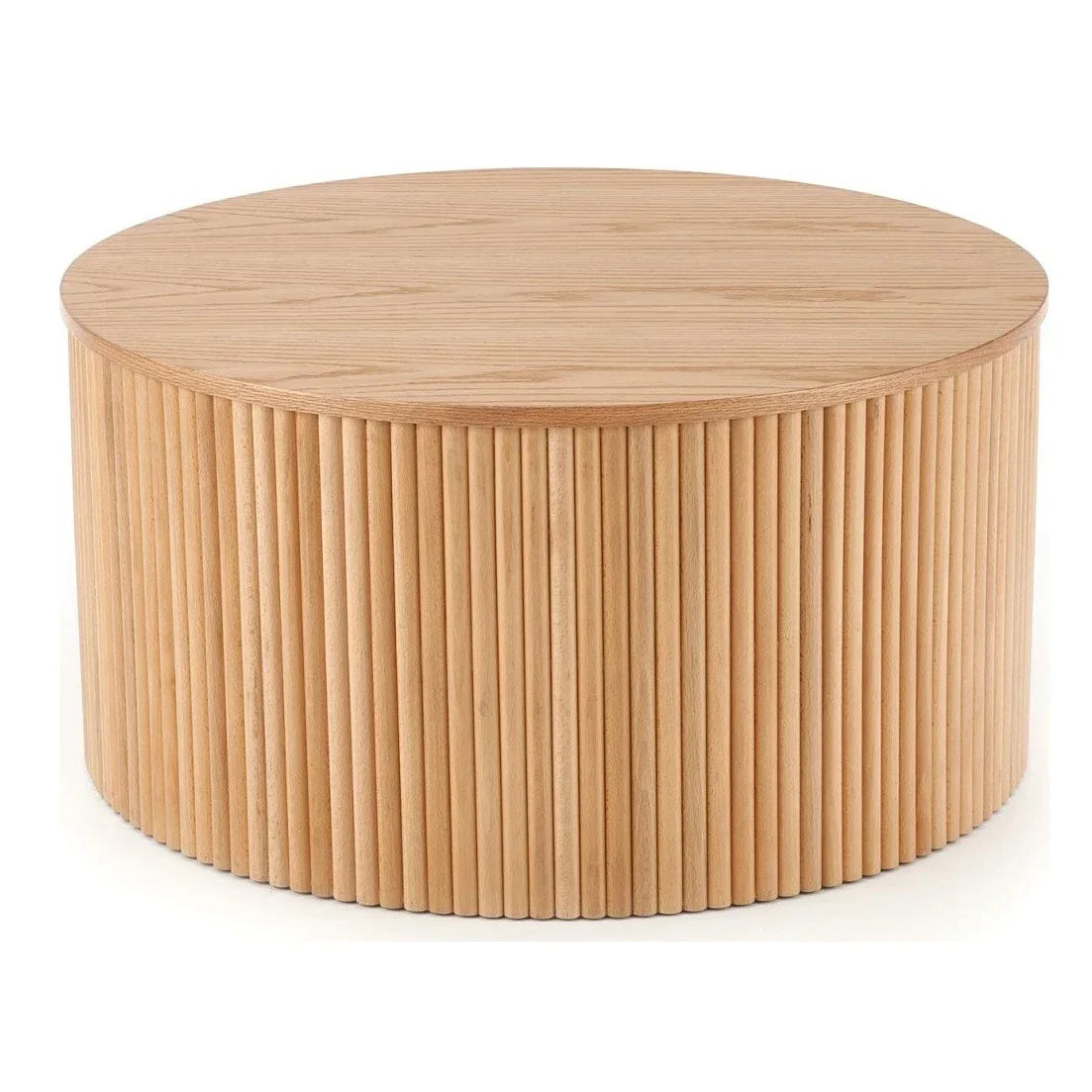 -Wood Fluted Reed Coffee Living Room Round Coffee Tables Of The Room