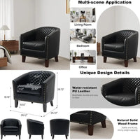 Upholstered Faux Leather Club Chair with Nailed Trim, Comfortable Reading Armchair for Living Room and Bedroom Reception
