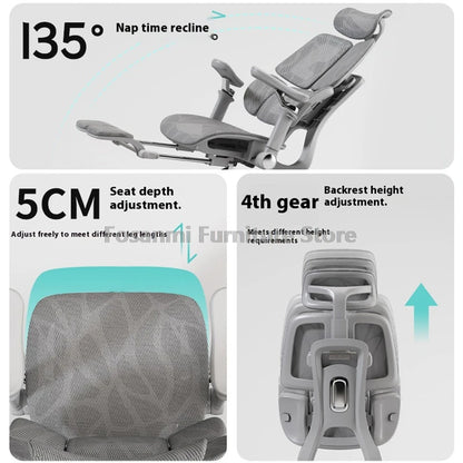 Multifunctional Ergonomic Mesh Office Desk Chair Adjustable Gaming Computer Chairs with Footrest Premium Home PC Swivel Recliner