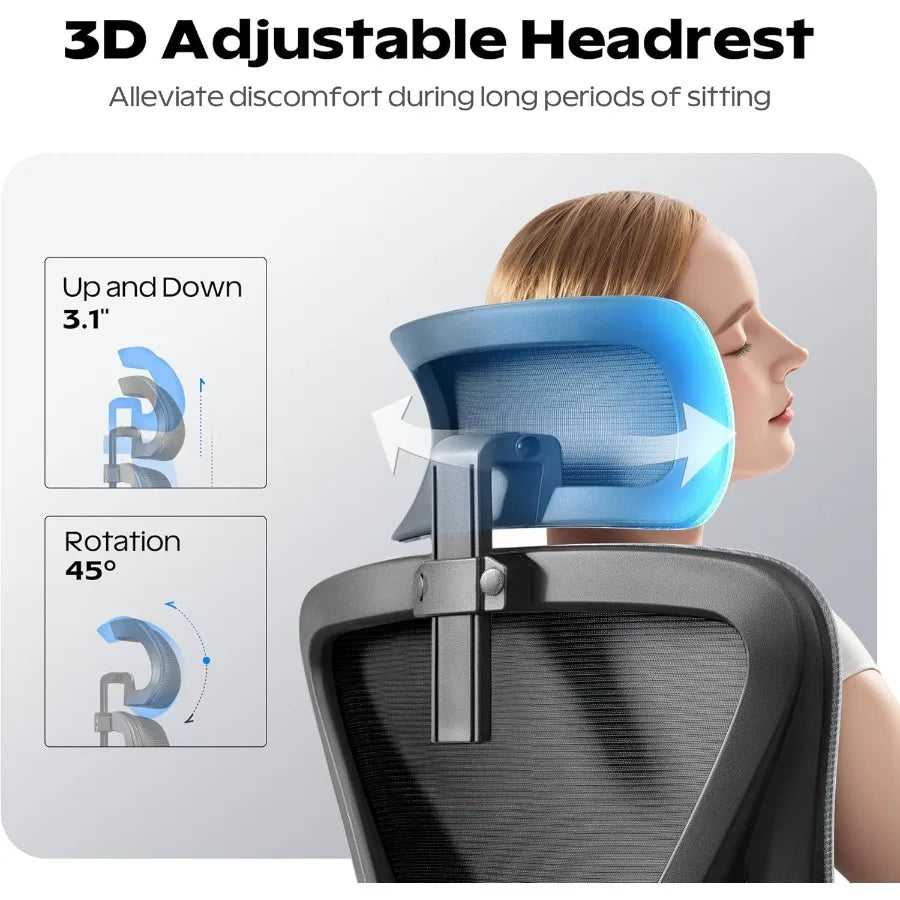 Ergonomic Office Chair for Home Office Use with Headrest and High Back Mesh Design Featuring Flip-up Armrests and Adjustable Lu
