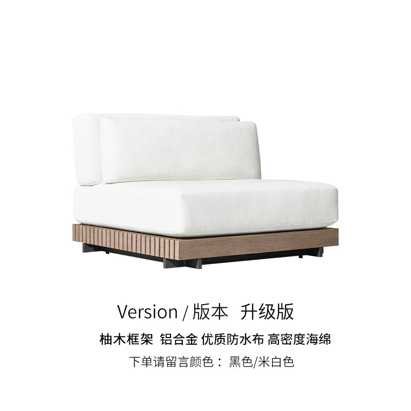 Outdoor Sofa Solid Wood Teak Rain proof and Sunscreen Courtyard Villa Outdoor Balcony Garden Soft Decoration Furniture