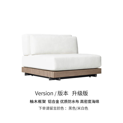 Outdoor Sofa Solid Wood Teak Rain proof and Sunscreen Courtyard Villa Outdoor Balcony Garden Soft Decoration Furniture