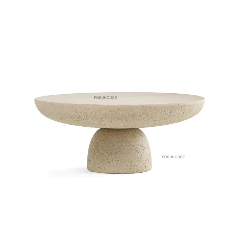 Small Apartment Stone Round Side Tables Wabi-sabi Style Cement Coffee Tables Designer Medieval Style Tea Table Home Furniture