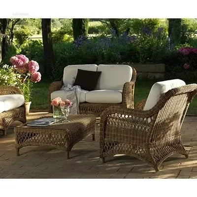 Outdoor PE Rattan Garden Chairs Balcony Courtyard Garden Waterproof Sofa Chair Outdoor Terrace Leisure Chair Outdoor Furniture A
