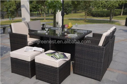 2022 Cheap Outdoor Rattan Dining Room Set Garden Space Saving Furniture