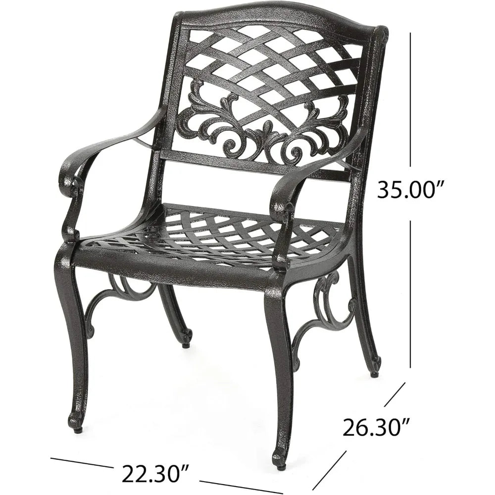Sarasota Collection Cast Aluminum Outdoor Chairs, Two-Piece Set, Hammered Bronze Finish
