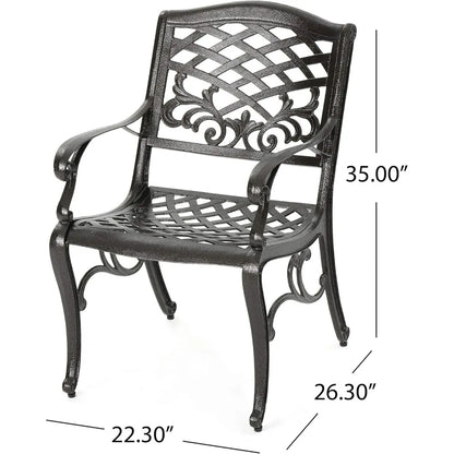 Sarasota Collection Cast Aluminum Outdoor Chairs, Two-Piece Set, Hammered Bronze Finish