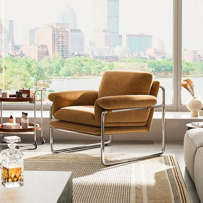 Bauhaus Antique Style Stainless Steel Designer Sofa Chair Living Room Home Balcony Leisure Recliner Negotiation Chair