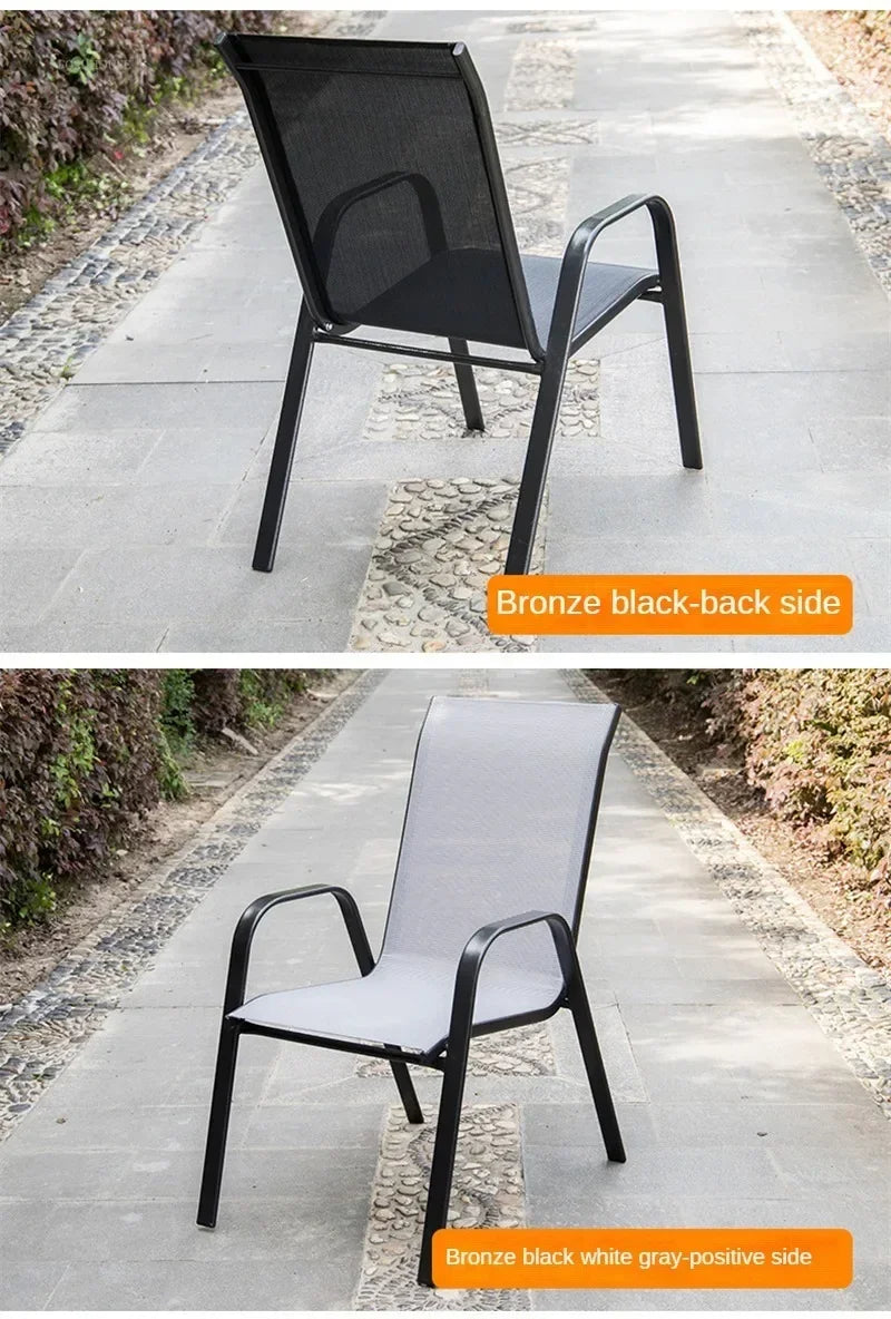 Outdoor Beach Chairs Outdoor Courtyard Balcony Waterproof and Sunscreen Iron Chair Home Leisure Back Armchairs Outdoor Furniture