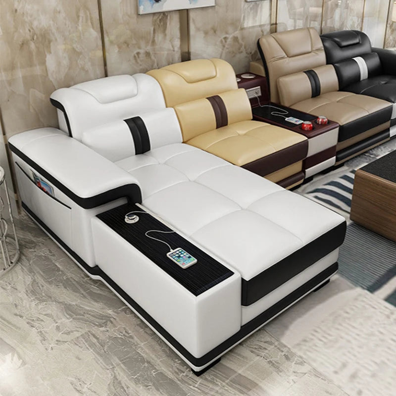 Modern White L Shape Sectional Couch Living Room Sofa Set Furniture Home Decor Corner Luxury Modular Leather Sofa