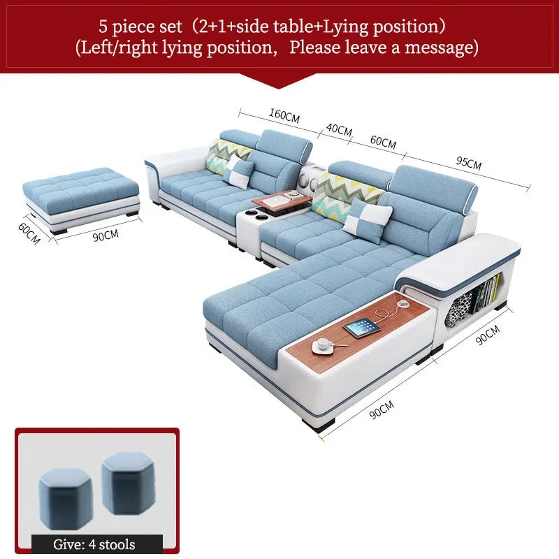 For living room minimalist modern large unit furniture set combination cotton and linen 2024 new technology fabric sofa